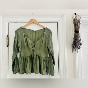 American Eagle Olive Green Twist-Tie Top